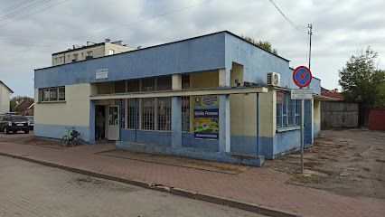 Sklep spożywczy Spółdzielni Mleczarskiej, магазин біля вокзалу Лапи
