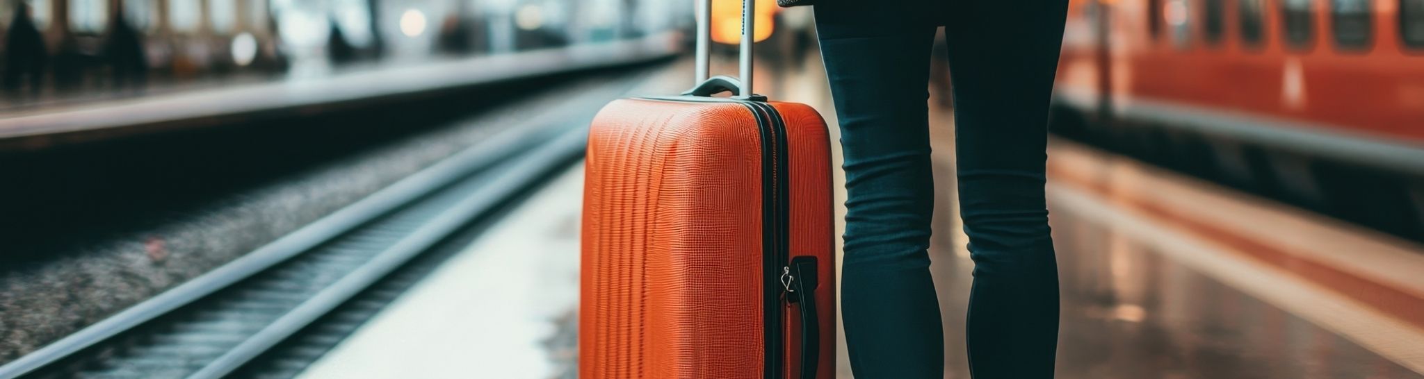Додатковий багаж у поїзді Людина з валізою на платформі