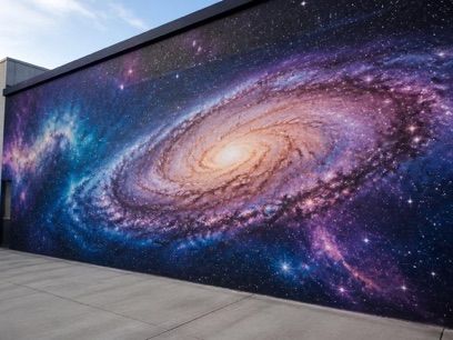 Mural "Z punktu widzenia Drogi Mlecznej", atrakcja w pobliżu dworca Warszawa Wschodnia